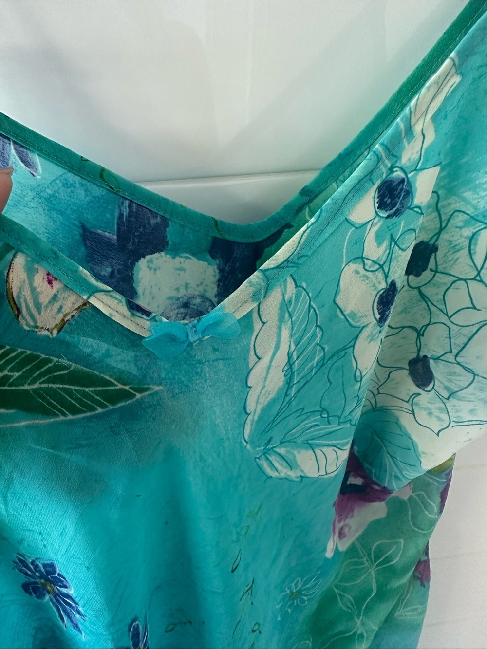 Turquoise Floral Chemise Slip - Picture 3 of 5